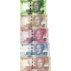 P143-P147 South Africa - 10,20,50,100 & 200 Rand Year 2018 (Comm)